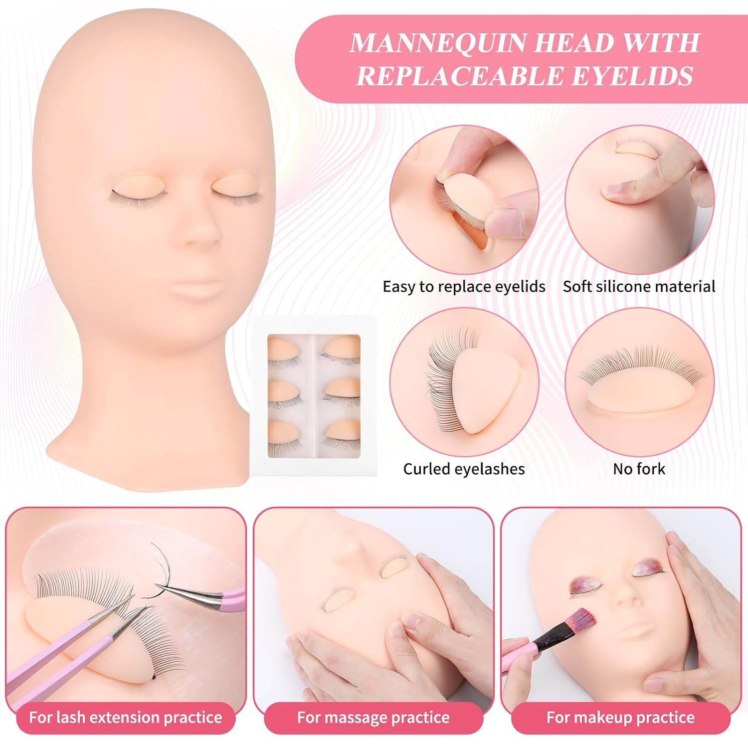 Lash Training Kit for Eyelash Extension, 232 Pieces, Individual Lash Kit for Beginner Practice with Everything: Mannequin Head with Removable Eyelids Fan Eyelashes Glue Tweezers Lash Tools Supplies - My Store